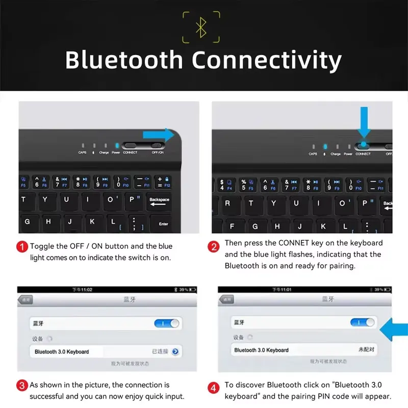 Mini Wireless Keyboard Bluetooth Keyboard For ipad Phone Tablet Portable Bluetooth Keyboard and Mouse For Samsung Xiaomi Android thumbnail 6