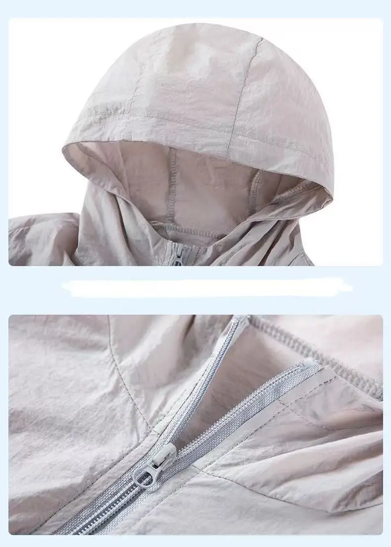 Summer Sun Protection Clothing Men's Casual Waterproof Quick-drying Bicycle Hooded Jacket Plus Size Hiking Thin Skin windbreaker thumbnail 5