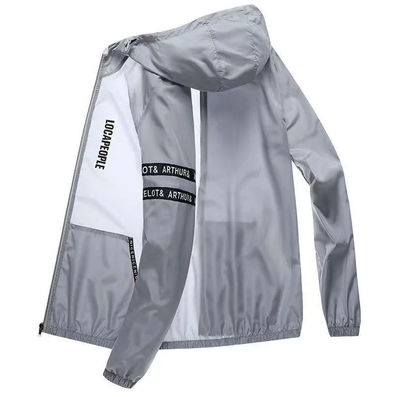 Summer Sun Protection Clothing Men's Casual Waterproof Quick-drying Bicycle Hooded Jacket Plus Size Hiking Thin Skin windbreaker thumbnail 2