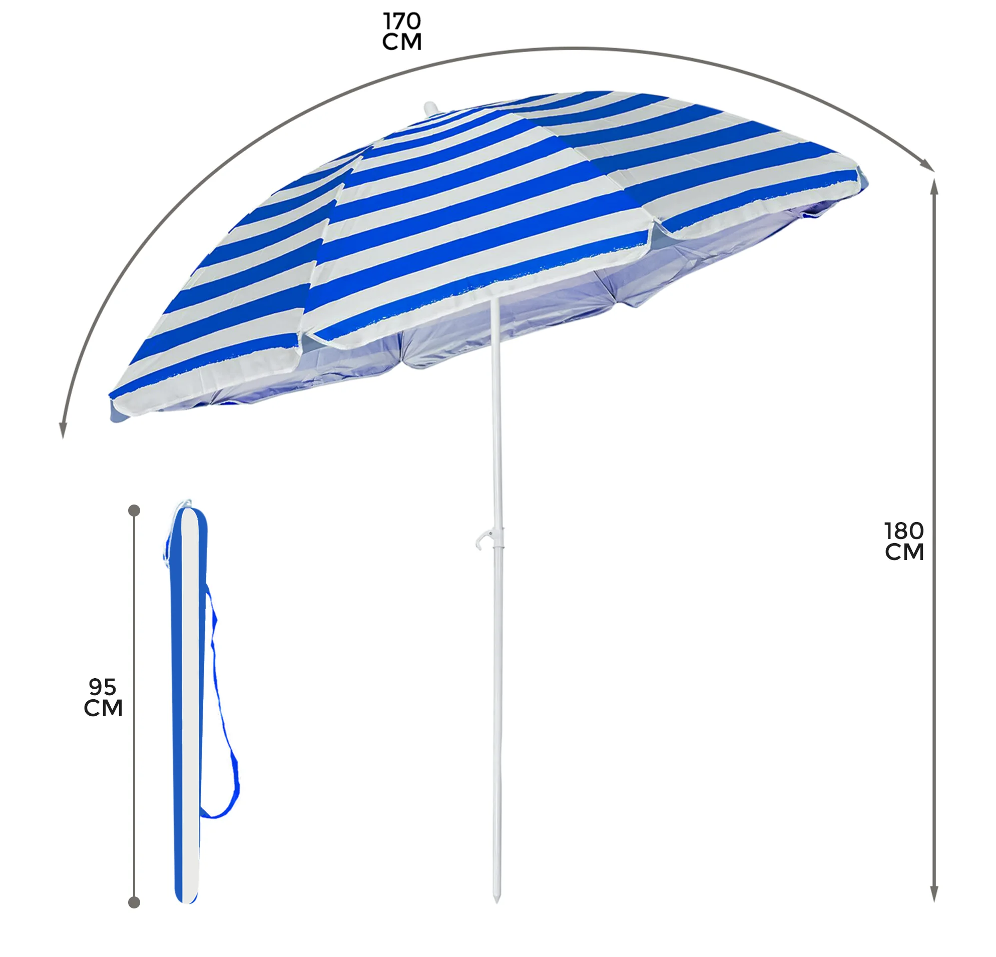 Beach Tilting Parasol Umbrella 1.7m Patio Garden Outdoor UV Protection Sun Shade thumbnail 3
