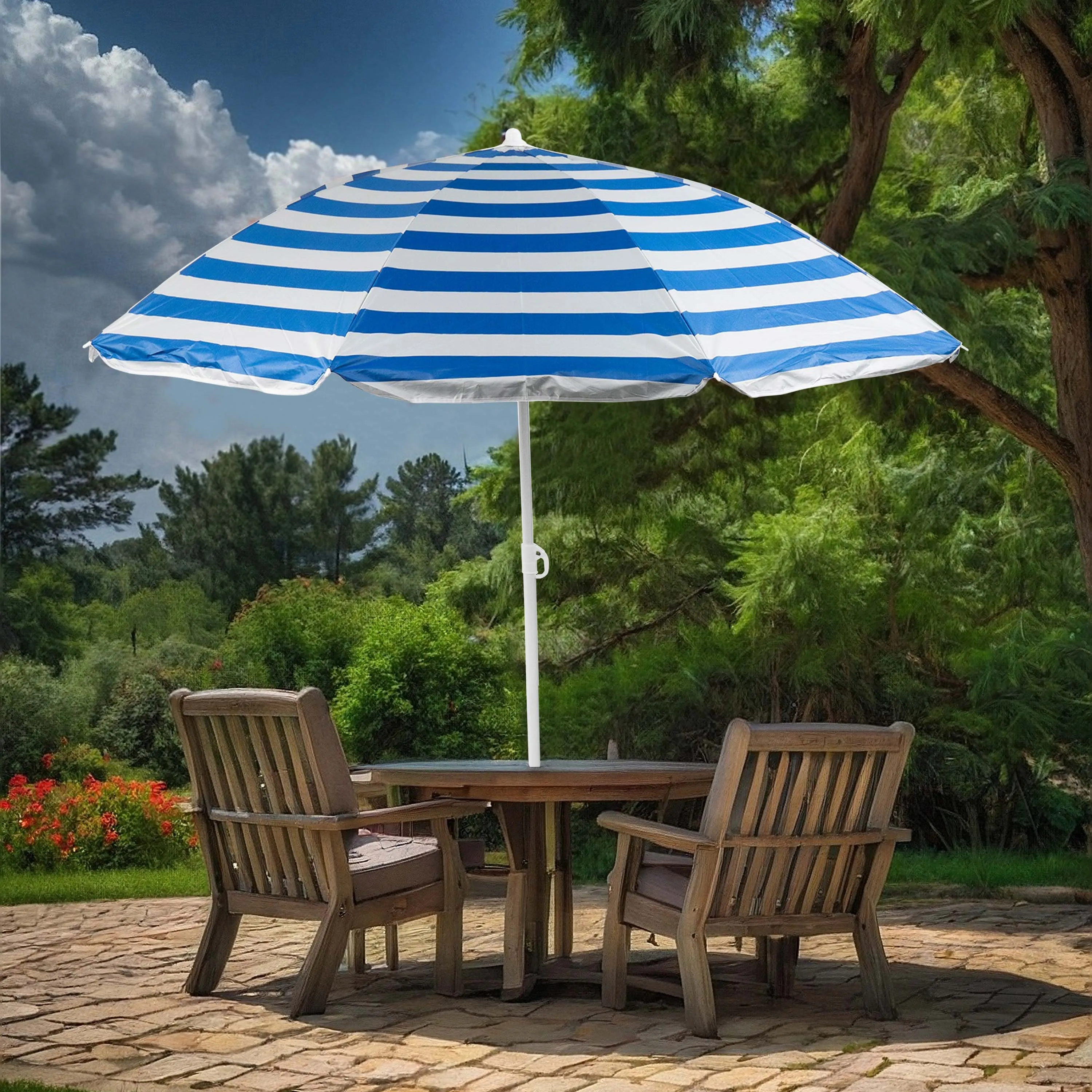Beach Tilting Parasol Umbrella 1.7m Patio Garden Outdoor UV Protection Sun Shade thumbnail 6