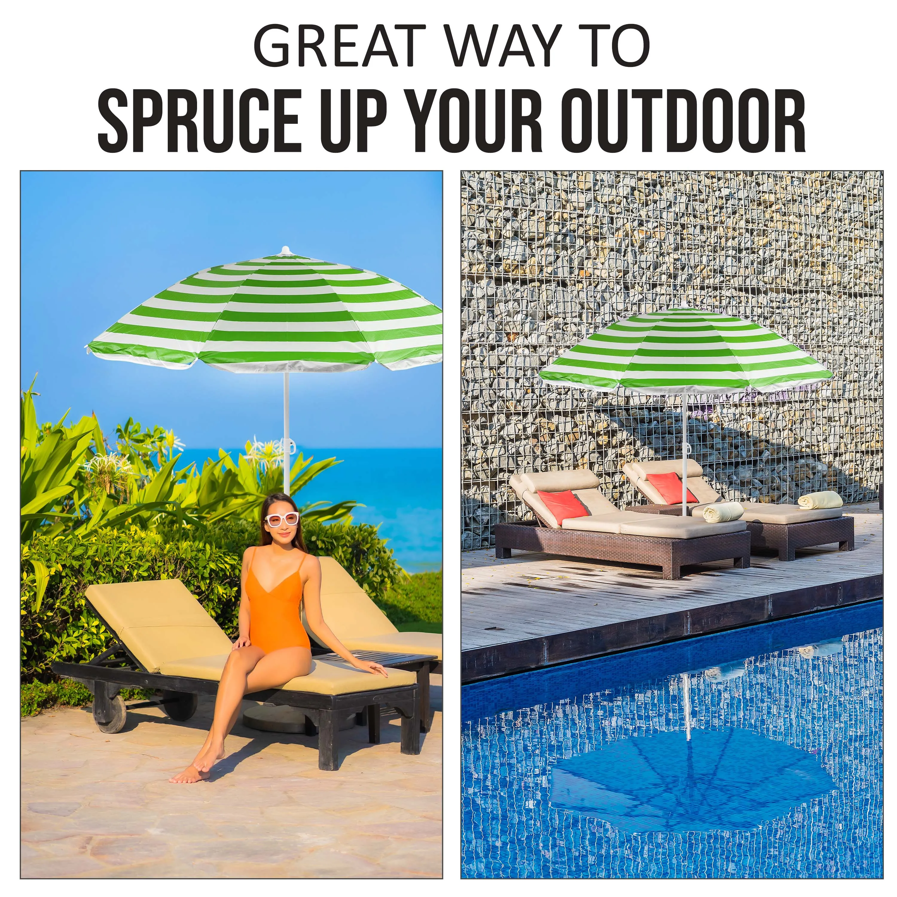 Beach Tilting Parasol Umbrella 1.7m Patio Garden Outdoor UV Protection Sun Shade thumbnail 4
