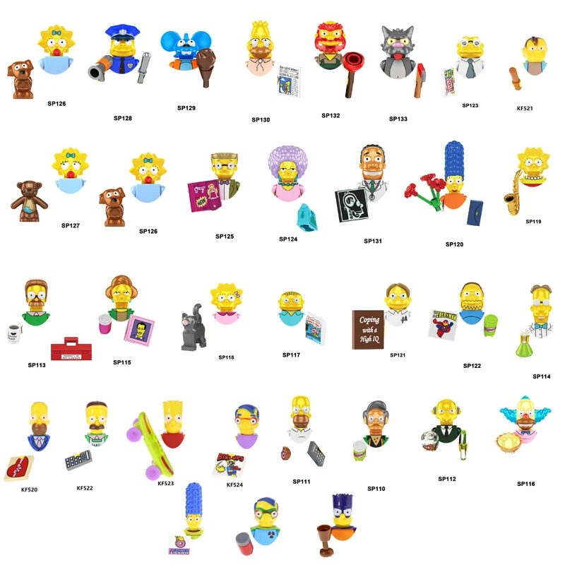 Simpson figure Mini Building Blocks Toy Gift – Homer, Marge, Bart, Lisa, Maggie Mini Figures Collectible Blocks thumbnail 2