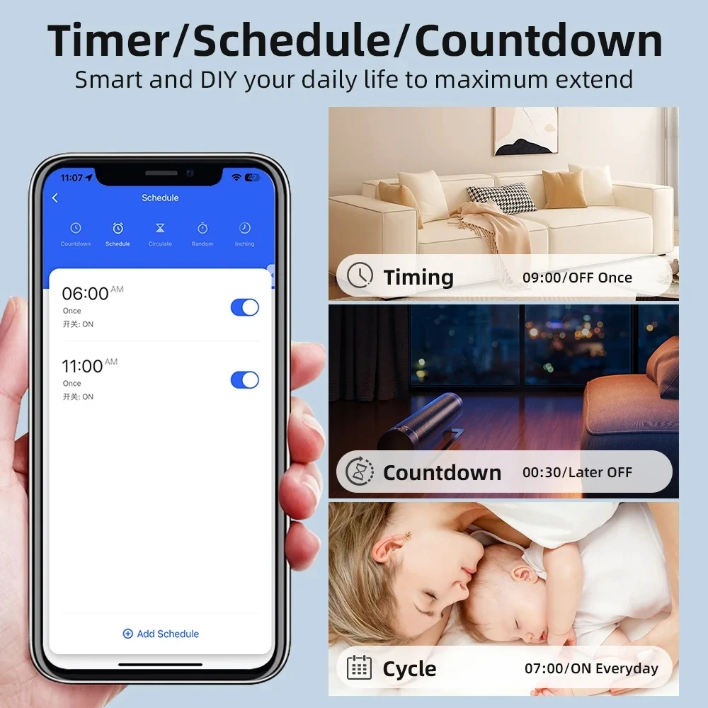 16A MINI Wifi Switch DIY Smart Home 2-way Control Relay Smart LIfe APP Control Remotely Timer Works With Alexa Google Home Alice thumbnail 3