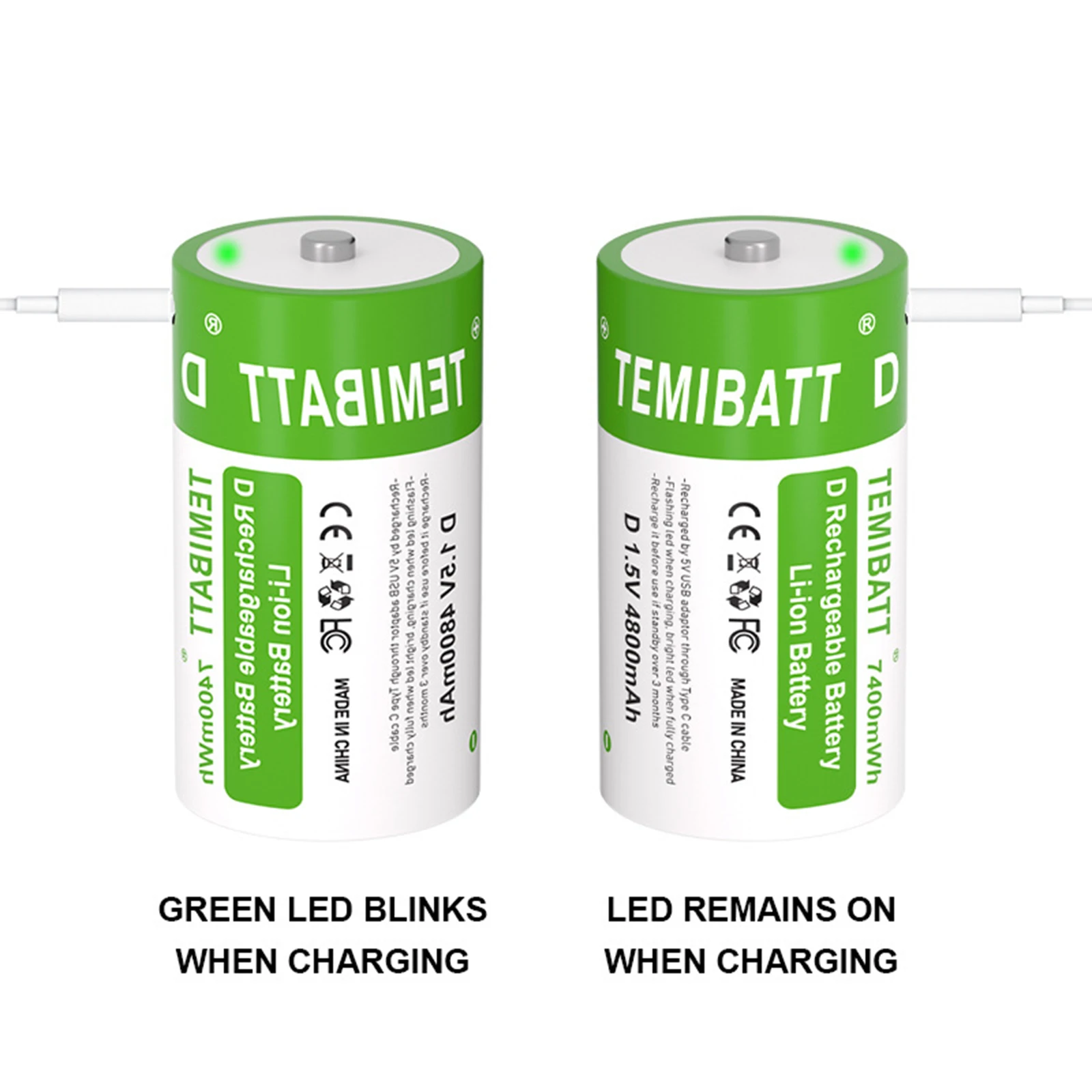 USB Fast Charging 1.5V D Size Battery LR20 D1 7400mWh High Capacity Li-ion Rechargeable Batteries For Gas Stoves Water Heaters thumbnail 4