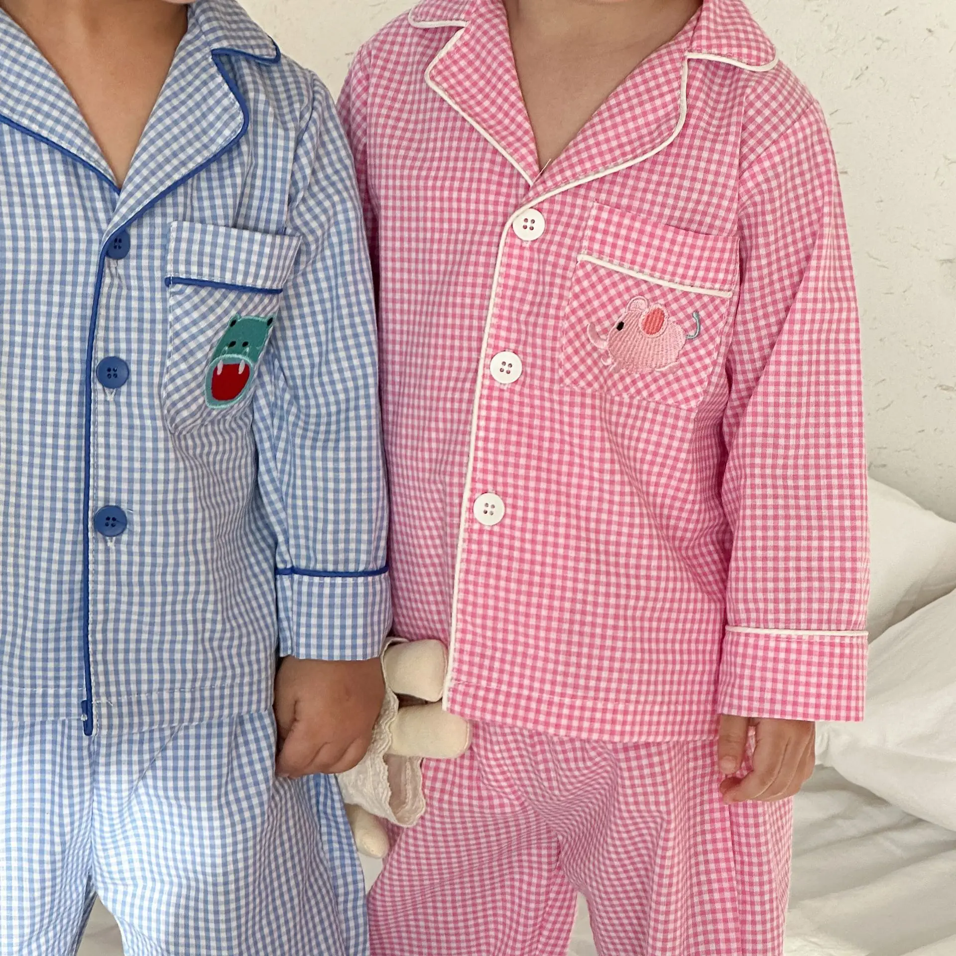 2026 Spring Children 2PCS Pajamas Set 2-10Y Kids Homewear Siblings Attire Girls Plaid Long Sleeves Suits Baby Infant Boys Outfit thumbnail 3