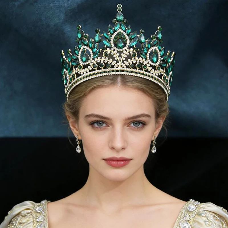 Elegant Rhinestone Crystal Big Tiara Crowns for Women Bridal Wedding Hair Jewelry Prom Pageant Crown Headdress thumbnail 3