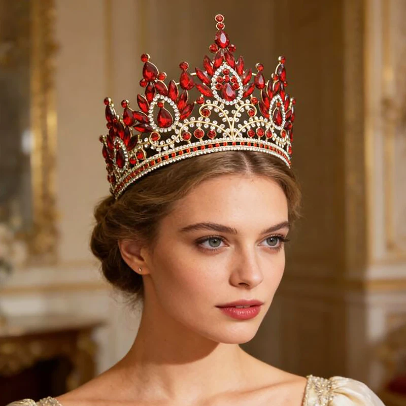 Elegant Rhinestone Crystal Big Tiara Crowns for Women Bridal Wedding Hair Jewelry Prom Pageant Crown Headdress thumbnail 4