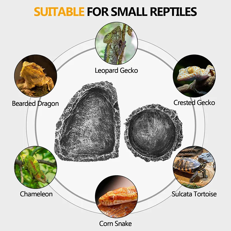 Reptile Feeding Water Bowl Realistic Stone Texture Safe Durable for Bearded Dragons Small Reptiles SYXZS03 thumbnail 4