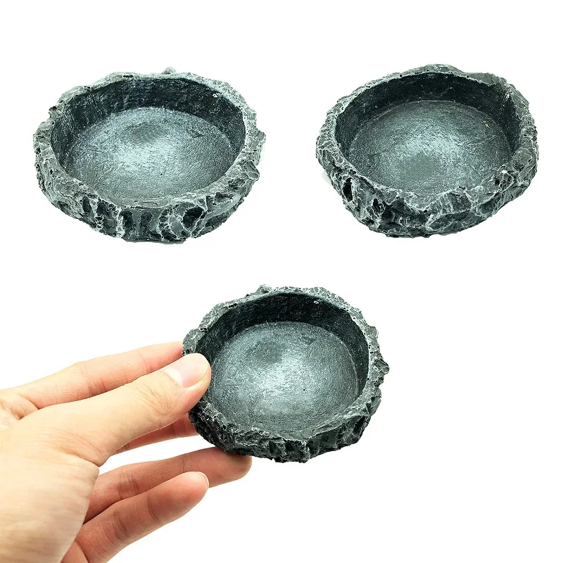 Reptile Feeding Water Bowl Realistic Stone Texture Safe Durable for Bearded Dragons Small Reptiles SYXZS03 thumbnail 5