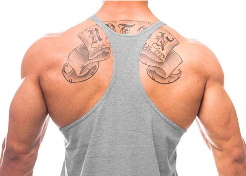 Summer Bodybuilding Sports Stringer Singlets Workout Wear Round Neck Loose-fit Men's Fitness Vests Unisex Casual Gym Tank Tops thumbnail 2