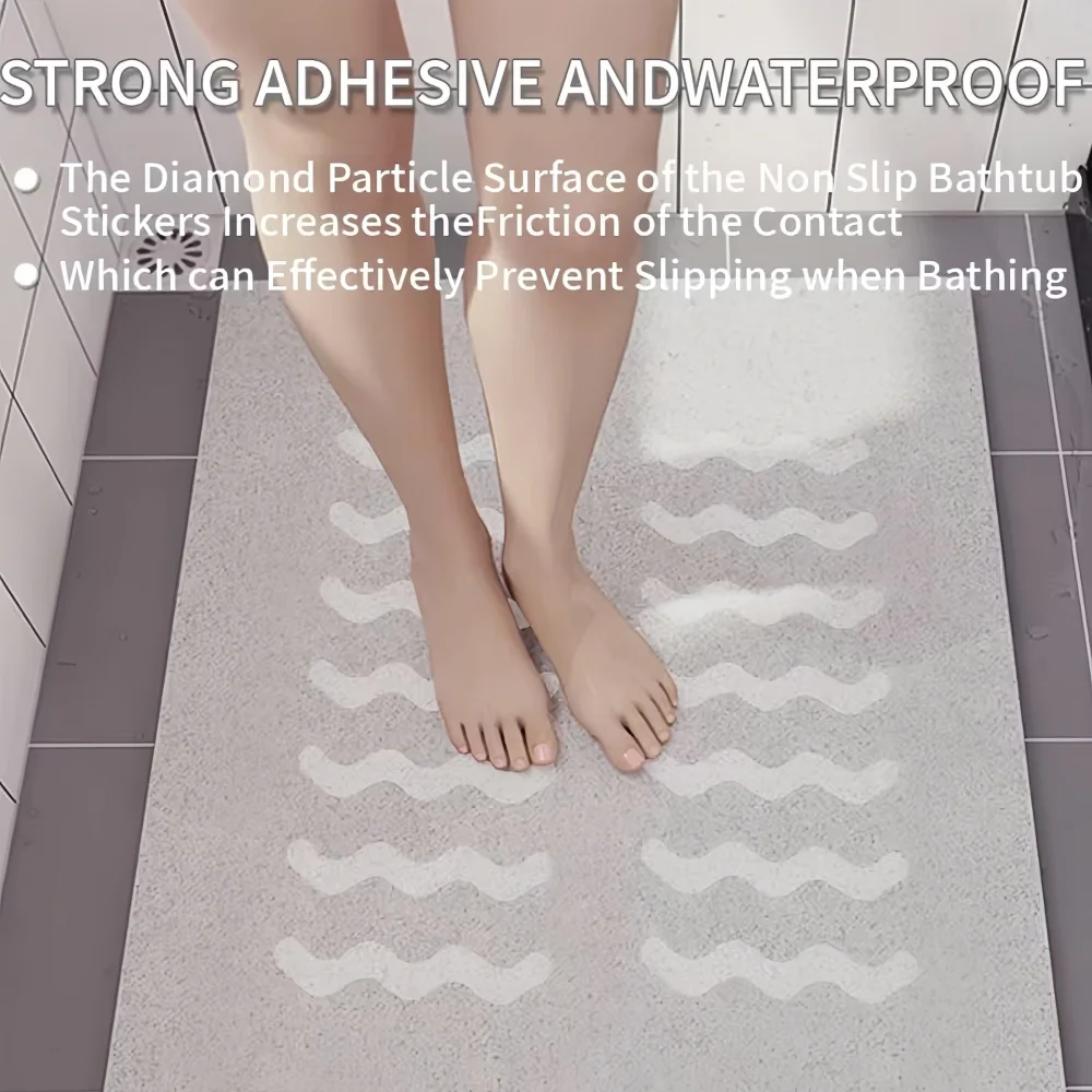 6pcs/12pcs/24pcs 20cm Anti Slip Shower Stickers Non Slip Bathtub Stickers Bathtub Strips Adhesive Decals  Bath Tub Shower Stairs thumbnail 6