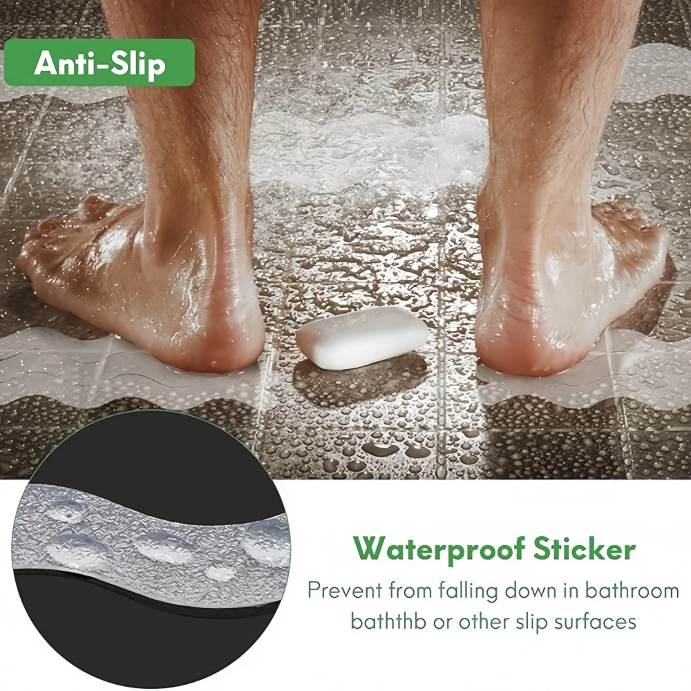 6pcs/12pcs/24pcs 20cm Anti Slip Shower Stickers Non Slip Bathtub Stickers Bathtub Strips Adhesive Decals  Bath Tub Shower Stairs thumbnail 4