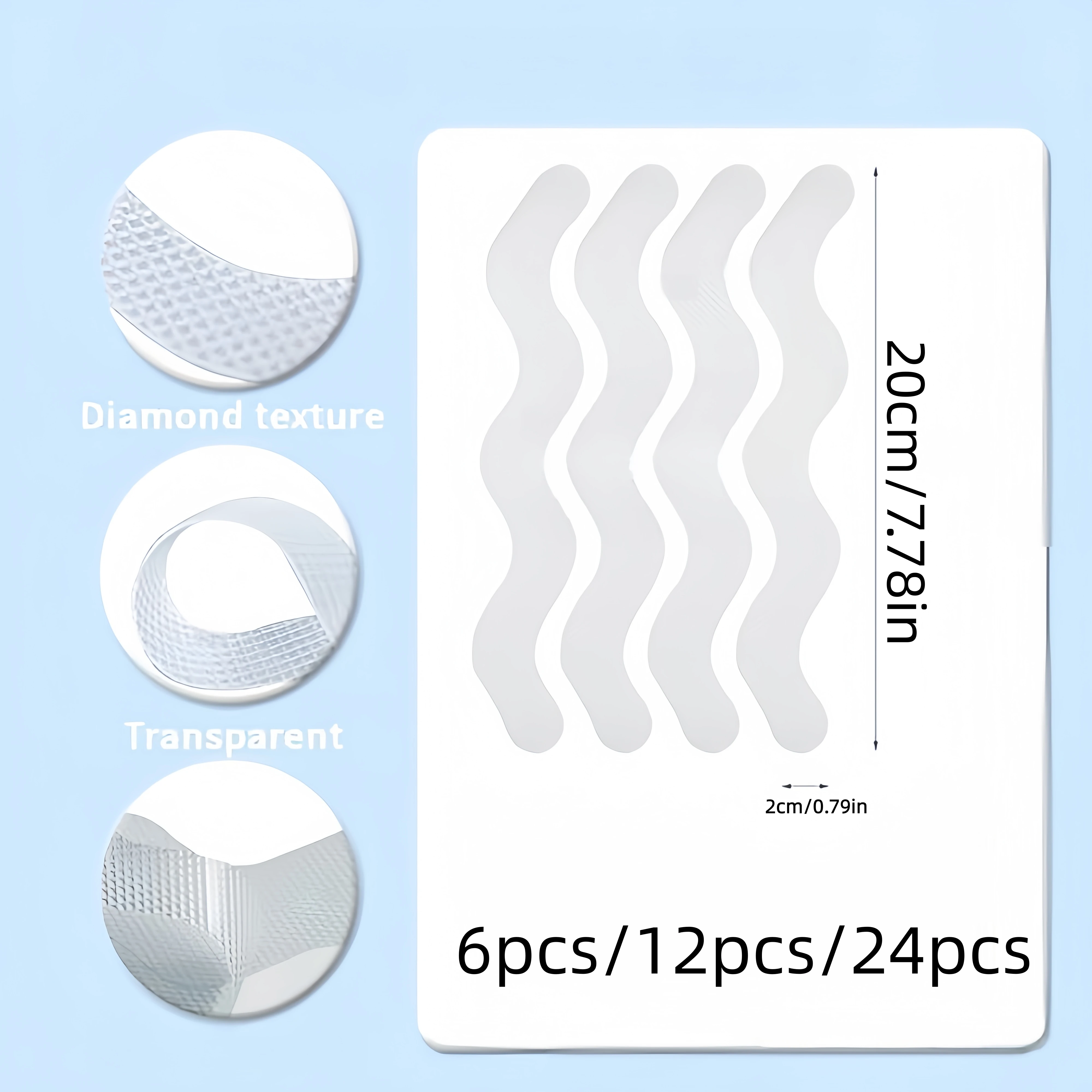 6pcs/12pcs/24pcs 20cm Anti Slip Shower Stickers Non Slip Bathtub Stickers Bathtub Strips Adhesive Decals  Bath Tub Shower Stairs thumbnail 2