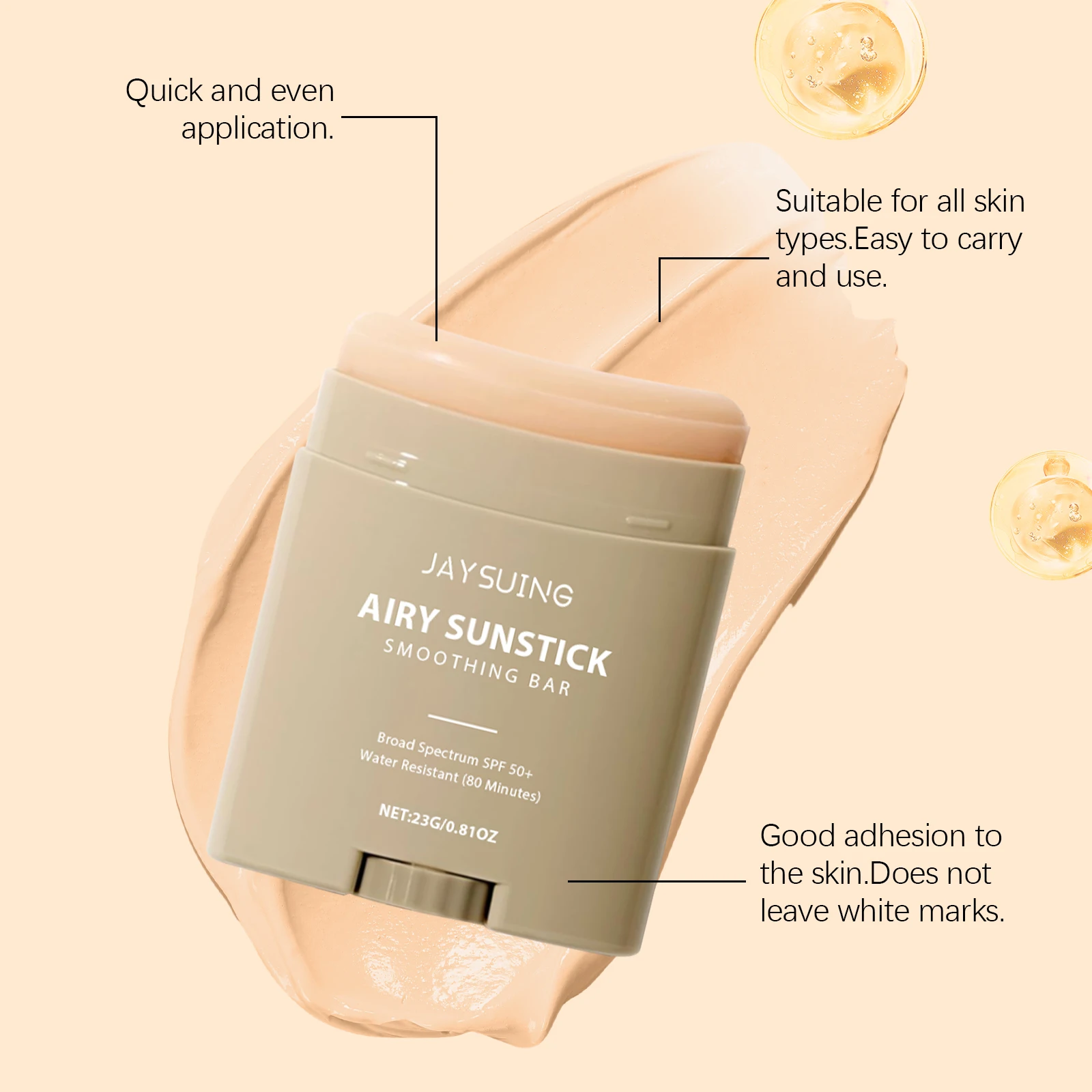 Face Cream Stick Moisturizing Facial Body Sunscreen Matte Sun Stick SPF 50+ UV Protective Cream Refreshing Hydrating Waterproof thumbnail 4
