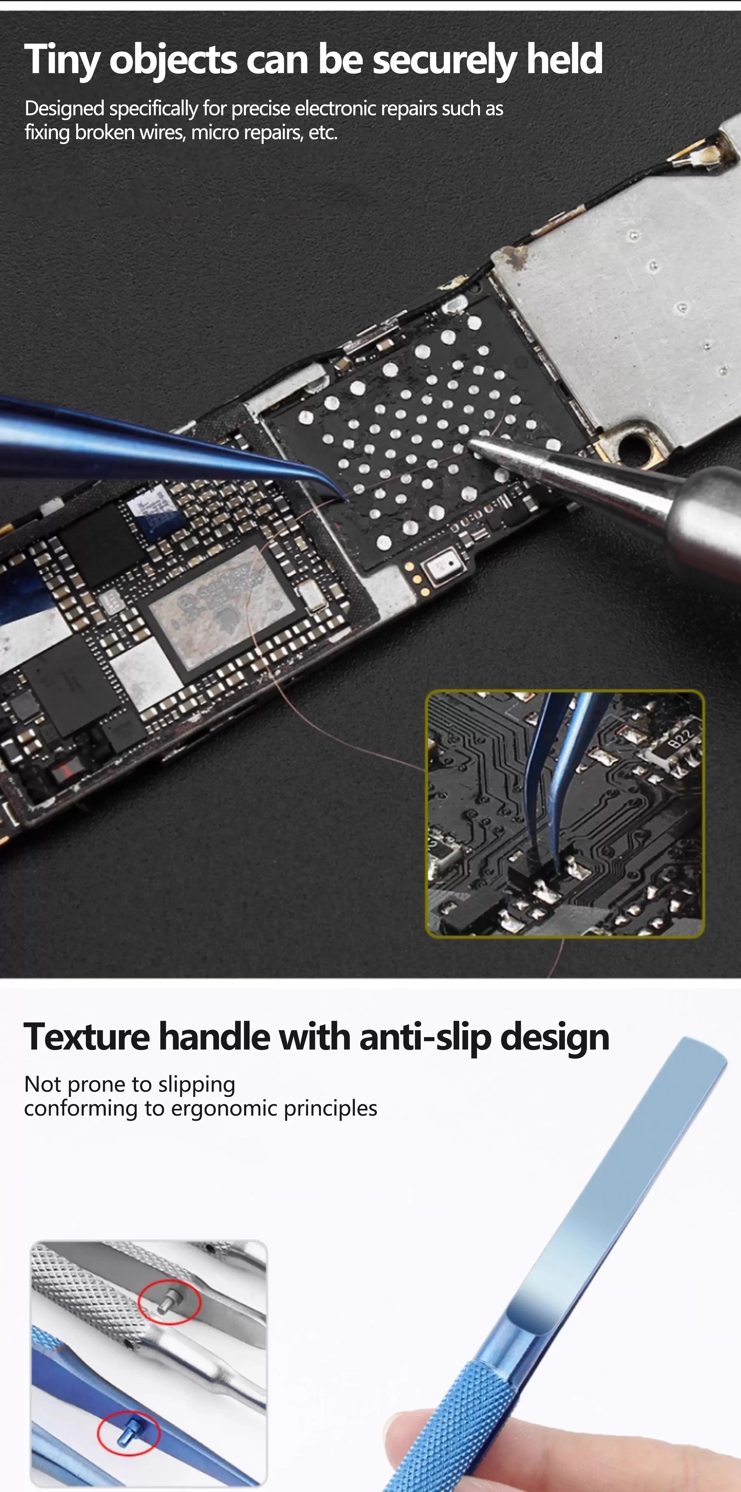 Precision Anti-static Tweezers Set Repairing Mobile Phone Thin Pointed Anti-magnetization Microscope Forceps Fixture thumbnail 5