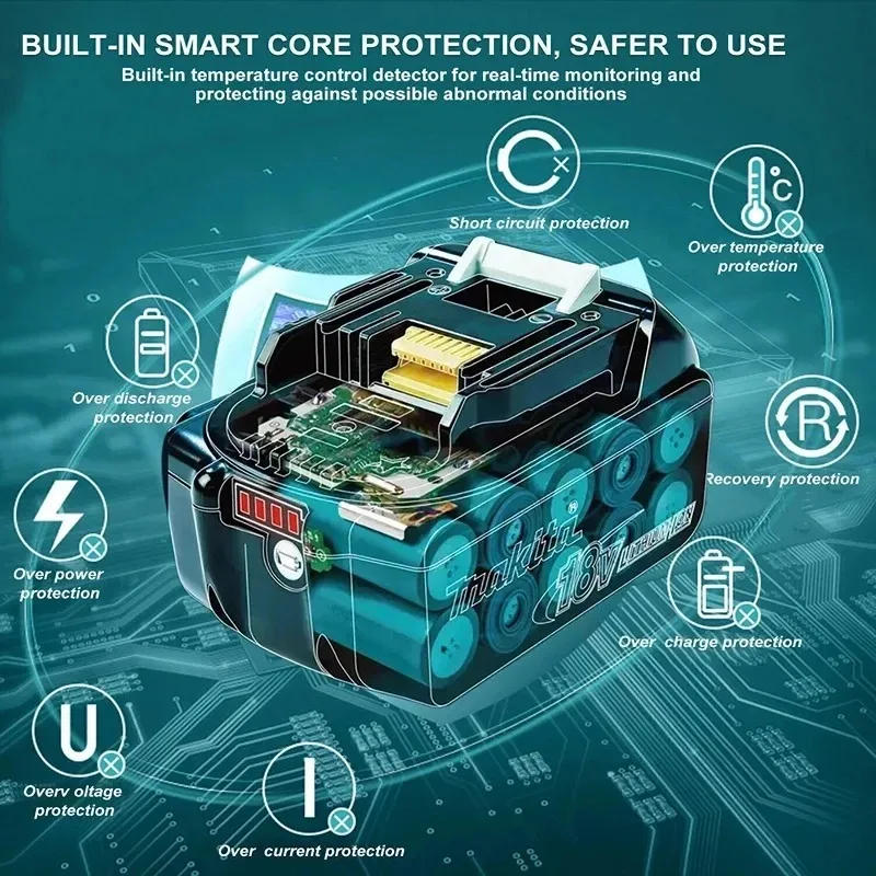 Makita 100% Origina New For DDF487 lithium rechargeable impact drill household 18V 5Ah 6Ah 9Ah Powerful tool battery+charger, thumbnail 3