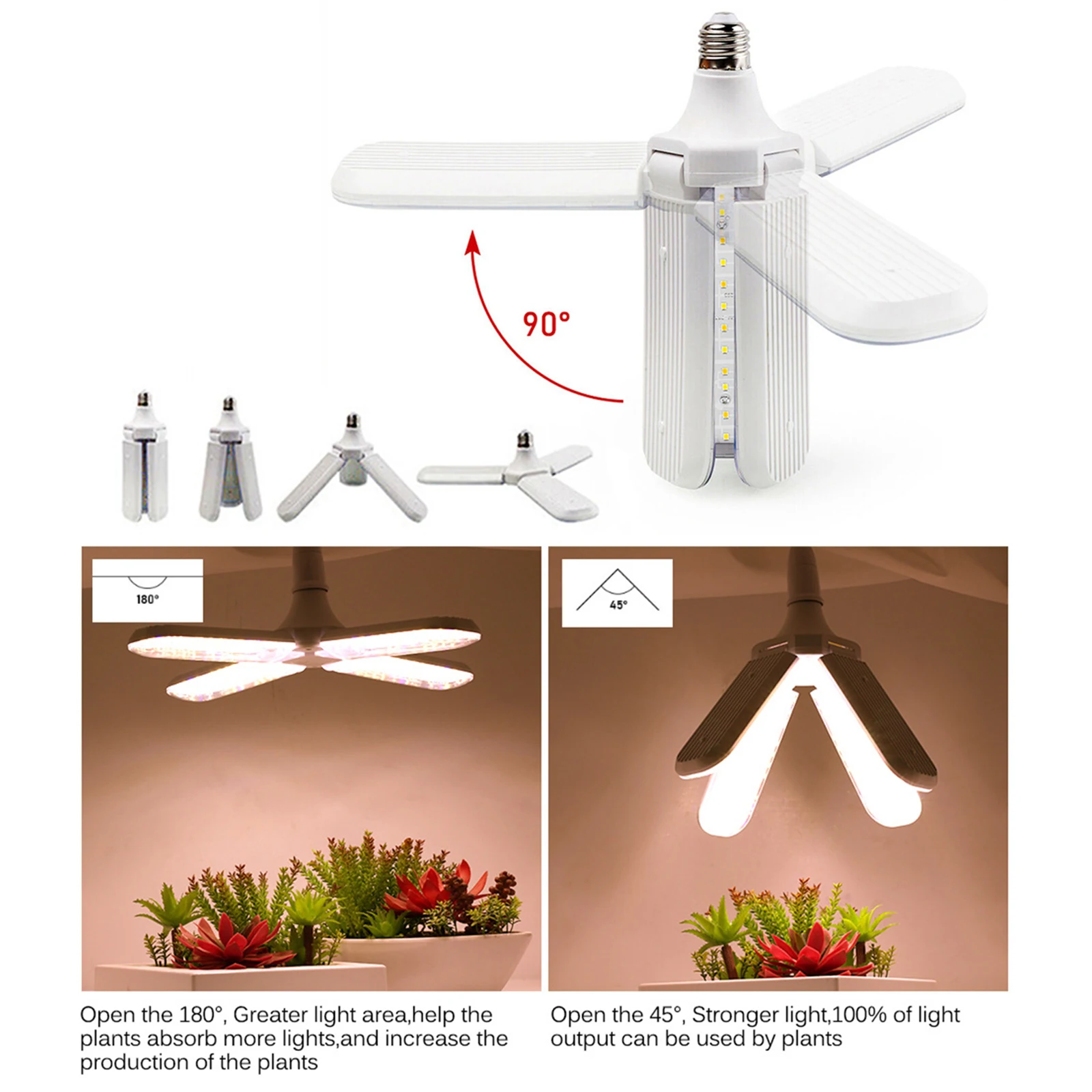 Foldable LED Grow Light Grow Bulb for Indoor Plants Garden Seed Plant Vegetables Growing Lamp Planter Accessories thumbnail 5