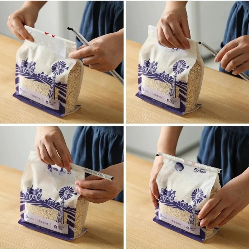 1set Food Sealing Bar Bag Seal Clip Rod Sealing Clamp for Tea Milk Powder Snack Bags Moisture-Proof Food Storage Organizer thumbnail 6