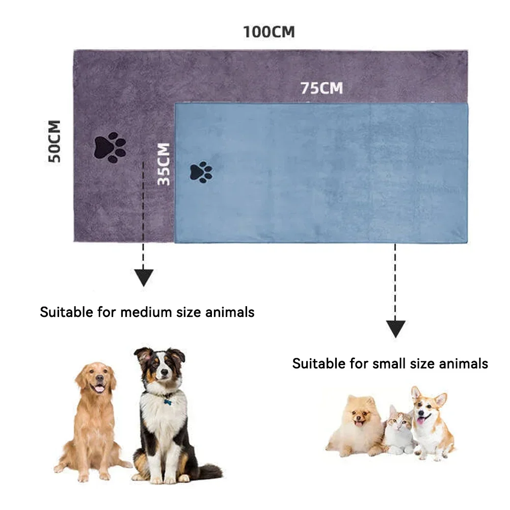 35*75cm/50*100cm Highly Absorbent Dog Towels Breathable Microfiber Pet Grooming Towel Fast-Drying Super Soft Pet Cloth thumbnail 6