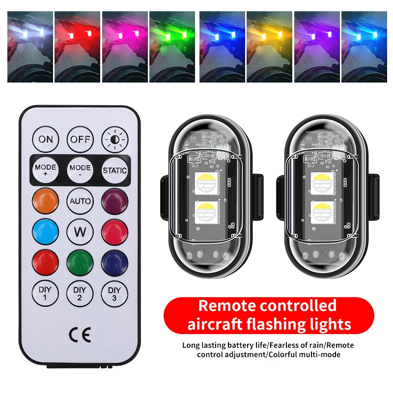 1/2/4X Rechargeable Wireless LED Strobe Lights Car Decor Atmosphere Light Anti-Collision Led Motorcycle RGB Strobe Warning Light thumbnail 3