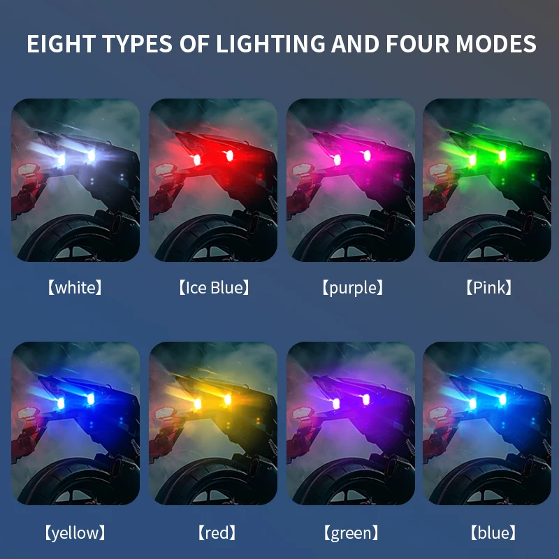 1/2/4X Rechargeable Wireless LED Strobe Lights Car Decor Atmosphere Light Anti-Collision Led Motorcycle RGB Strobe Warning Light thumbnail 6