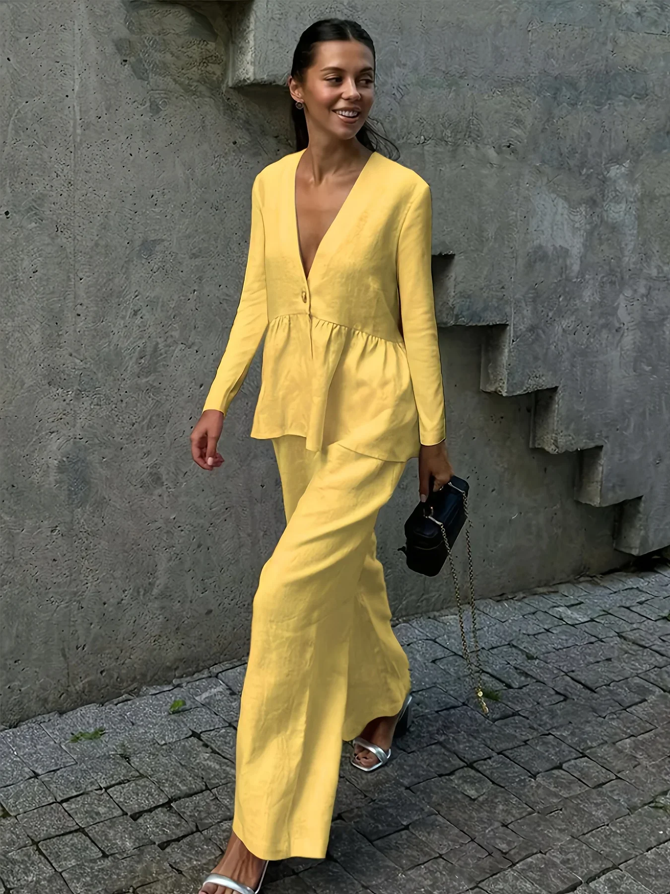 Women's Fashion Two-Piece Set with Long Pants And Top Stylish Ensemble for Ladies