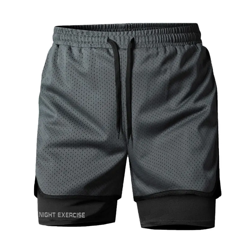 Men's Running Shorts Men Gym Sports Shorts 2 In 1 Quick Dry Workout Training Gym Fitness Jogging Short Pants Summer Men Shorts