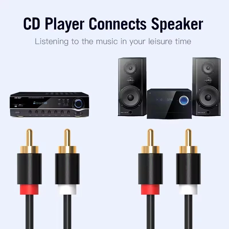 RCA Stereo Audio Cable 2RCA to 2RCA Male to Male Aux Audio Cables for HDTV Home Theater DVD Amplifier Speaker HIFI Dual RCA Cord thumbnail 4