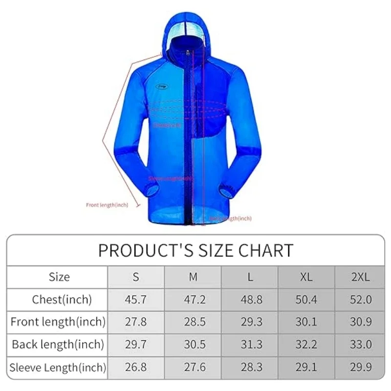 Sun Protection Unisex Coats Ultra Light Portable Foldable Hooded Windbreaker Jacket  Anti UV Waterproof Camping Rain Jacket thumbnail 5