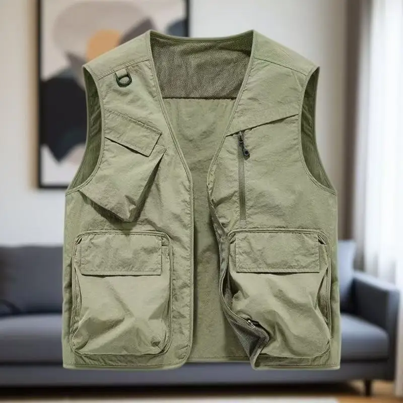 2026 Summer Outdoor Pocket Camping Fishing Casual Sleeveless Vest Jacket Coat Thin Functional Workwear Tops For Men Women thumbnail 3