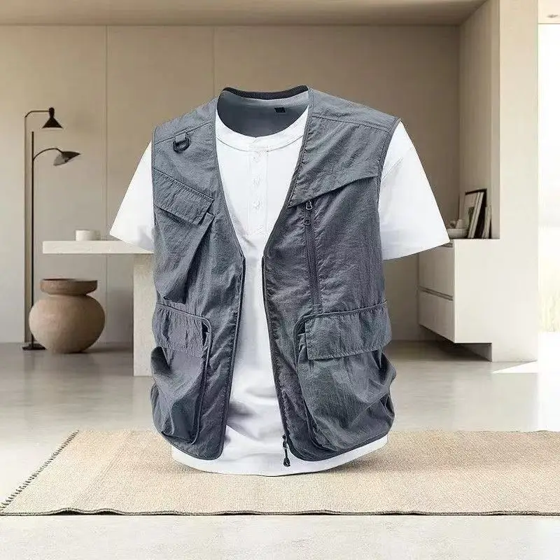 2026 Summer Outdoor Pocket Camping Fishing Casual Sleeveless Vest Jacket Coat Thin Functional Workwear Tops For Men Women thumbnail 4