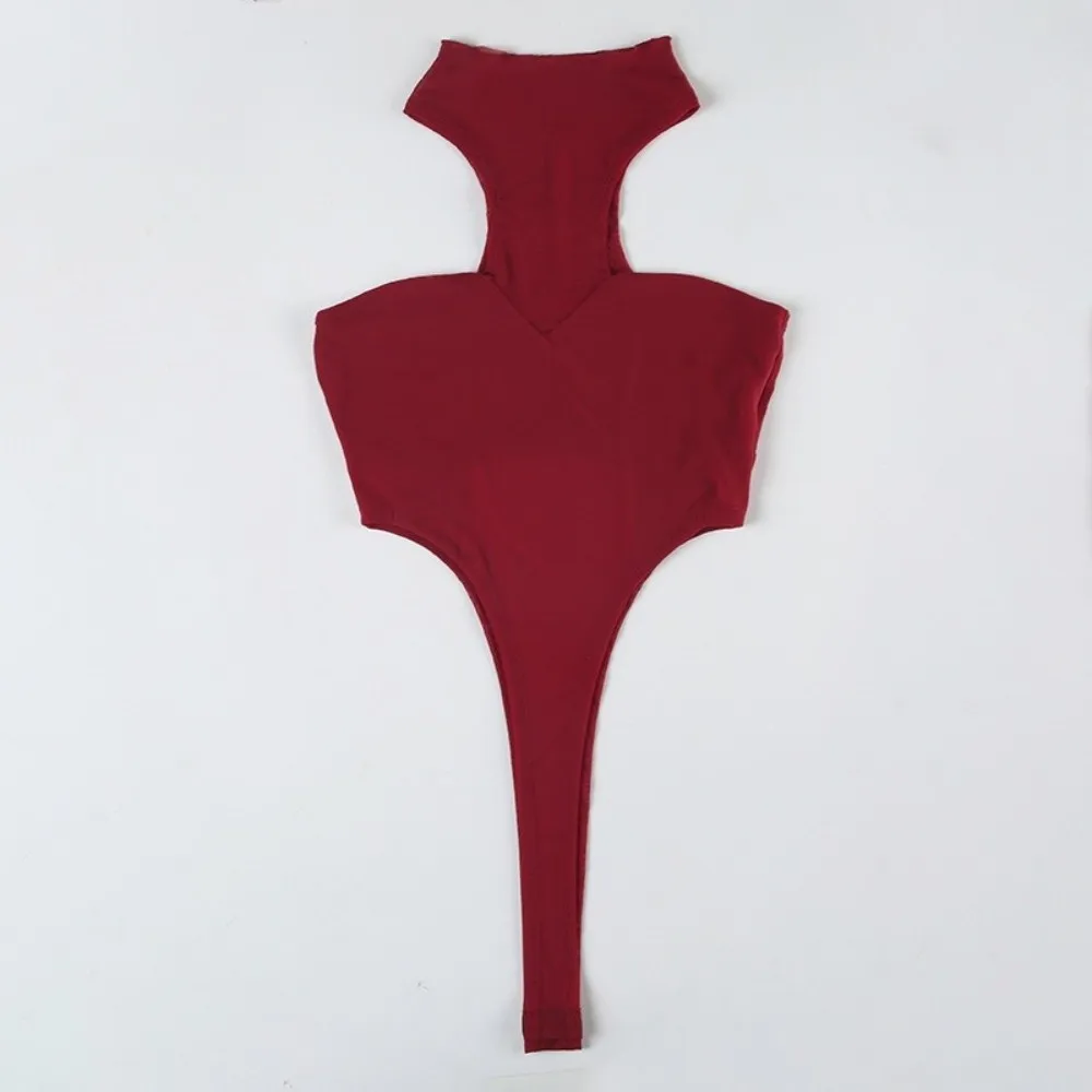 Fashion Stretchy Mesh Bodysuit for Women Slim Fit Sleeveless Halter Neck Tops Streetwear Sexy Hollow Out Tops Summer thumbnail 4