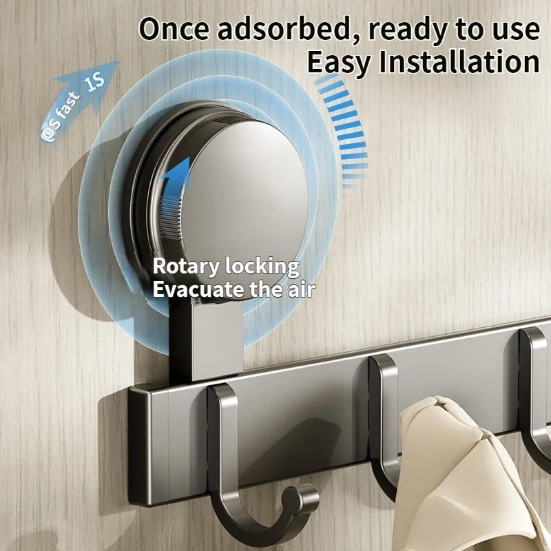 No Drilling Suction Cup Bathroom Hook Kitchen Hook Aluminum Door Clothes Hook thumbnail 4