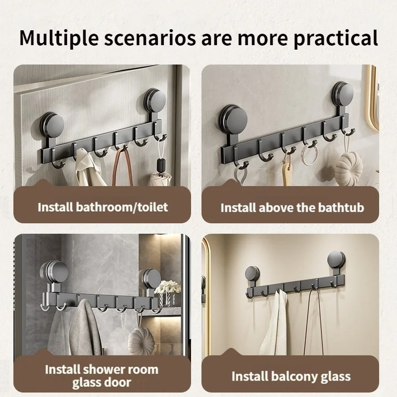 No Drilling Suction Cup Bathroom Hook Kitchen Hook Aluminum Door Clothes Hook thumbnail 6