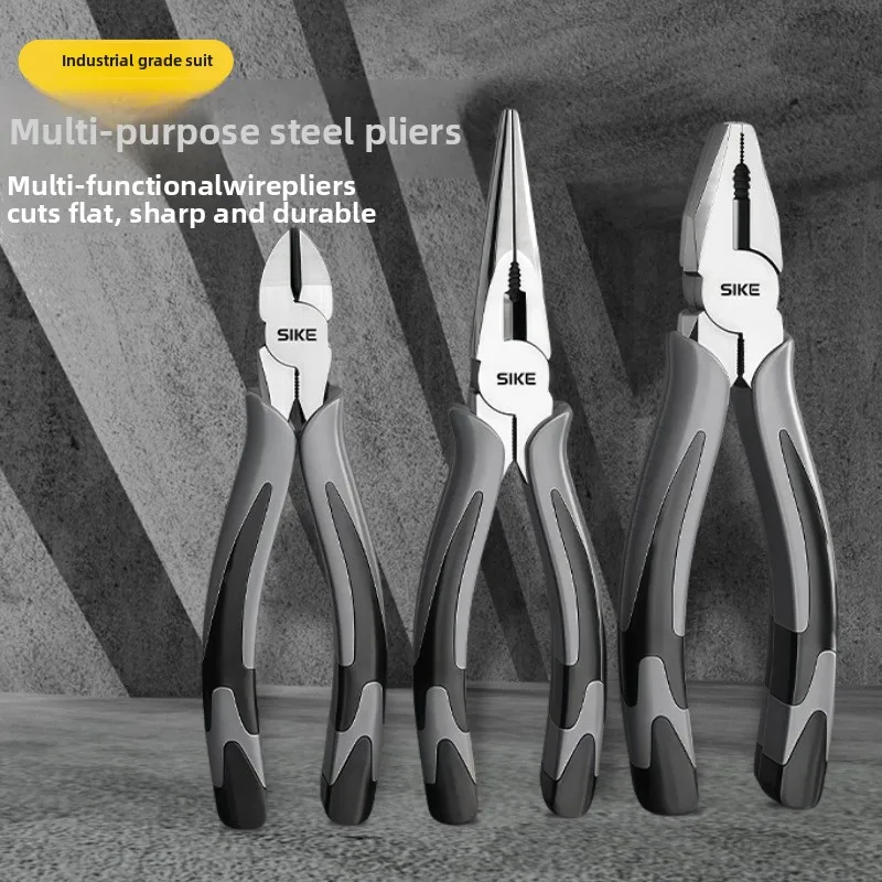 Multi functional carbon steel cutting machine oblique needle mouth pliers hardware tool universal electrical wire pliers set thumbnail 2