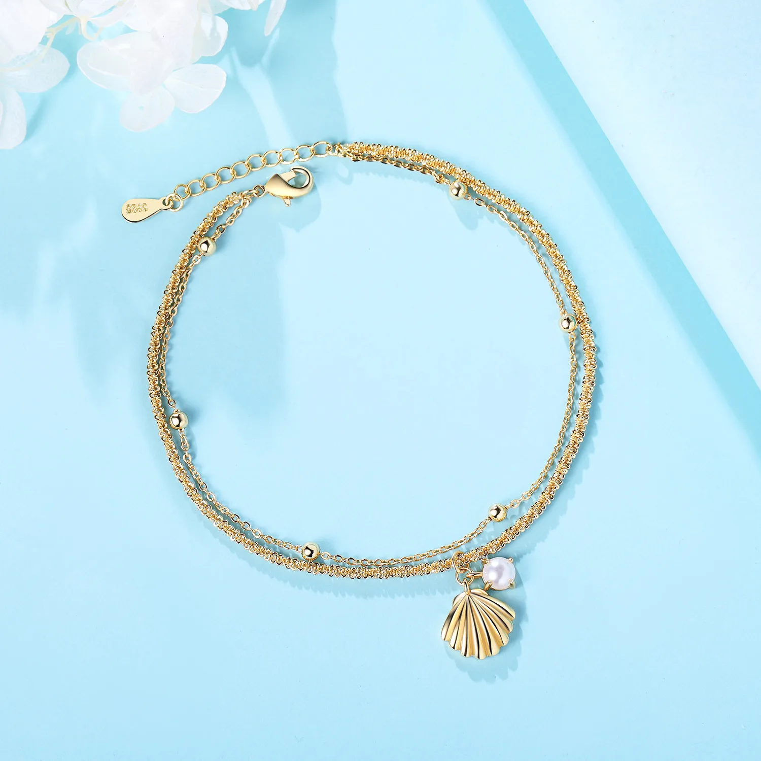 MISEFF S925 Sterling Silver Anklet Sea Shell Star Tassel Chain Anklet Leg Bracelets Bodychain Summer Beach Jewelry Gift thumbnail 4