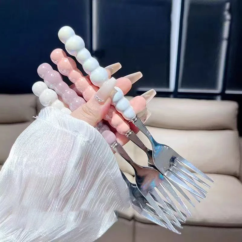 [YOUU]Pearl Handle Fork For Dessert Household Steak Stainless Steel Fork Salad Fork Dessert Pasta Fork Kitchen Accessor Gadgets