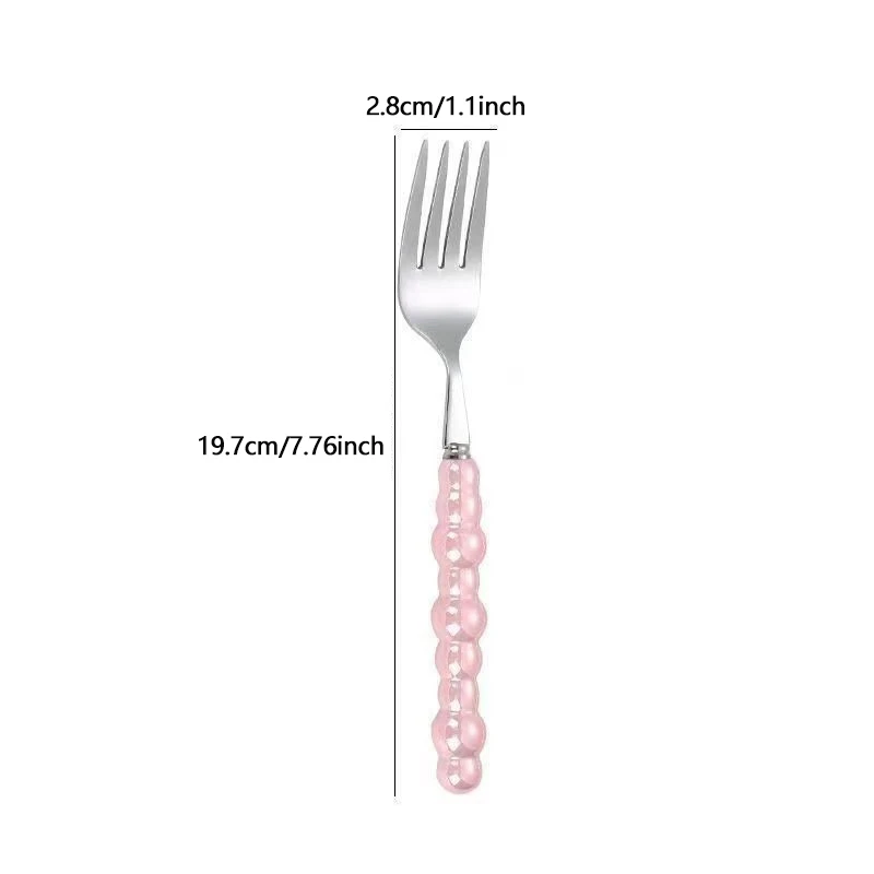 [YOUU]Pearl Handle Fork For Dessert Household Steak Stainless Steel Fork Salad Fork Dessert Pasta Fork Kitchen Accessor Gadgets thumbnail 6