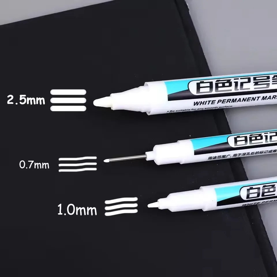 5/1Pcs Oily White Marker Pen Graffiti Pens Waterproof Permanent Gel Pencil Tire Notebook Glass Painting Pen 0.7mm 1mm 2.5mm thumbnail 2