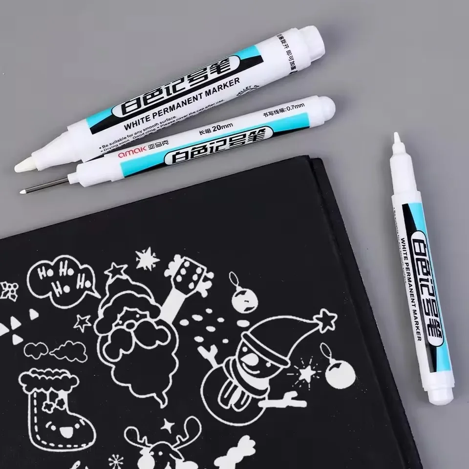 5/1Pcs Oily White Marker Pen Graffiti Pens Waterproof Permanent Gel Pencil Tire Notebook Glass Painting Pen 0.7mm 1mm 2.5mm thumbnail 3