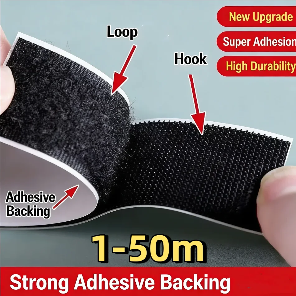 Durable Self Adhesive Hook Loop Fastener Tape Thick Nylon Sticker Strong Adhesive Fastening Roll 1-50 Meters DIY Craft Accessori