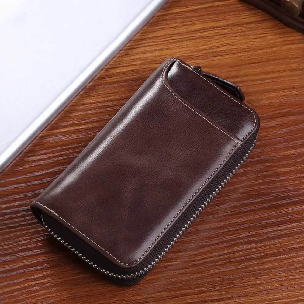 Car Keychain Retro Key Organizer Pouch Fashion PU Leather Car Key Wallet Zipper Portable Key Storage Organizer Commuting Use thumbnail 3