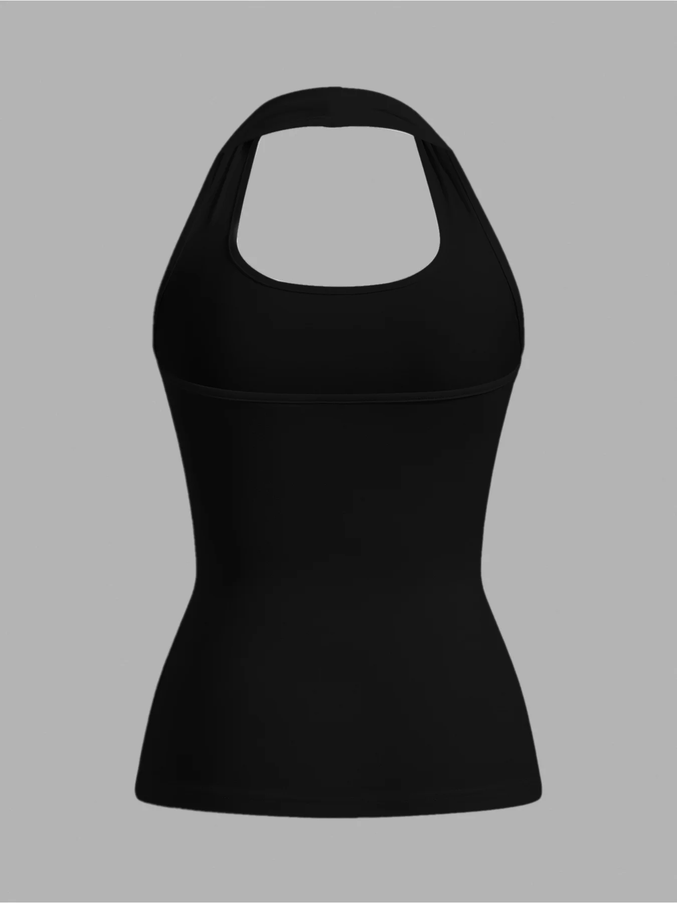 2026 comfortable casual square neck sleeveless hanging neck solid color backless waist cinched comfortable vest to thumbnail 2