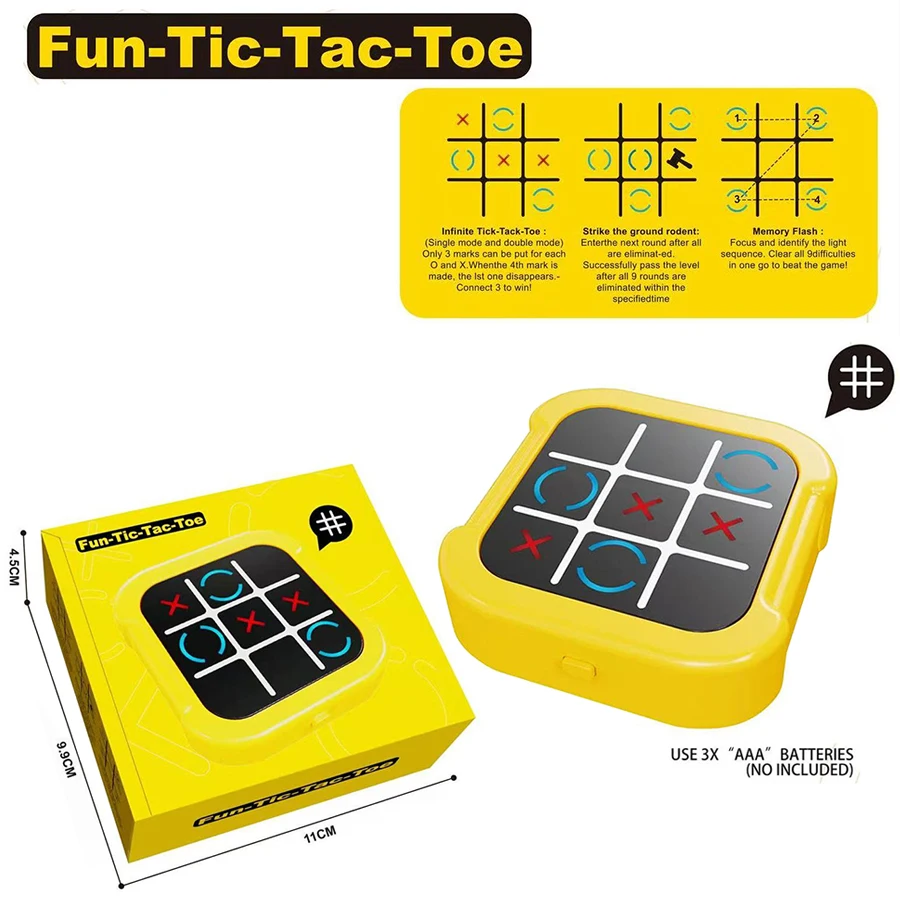 Kids' 4-in-1 Tic-Tac-Toe Game Toy: 1-on-1 Battles, Whack-A-Mole, Memory Challenge Machine for Children's Educational Games thumbnail 6