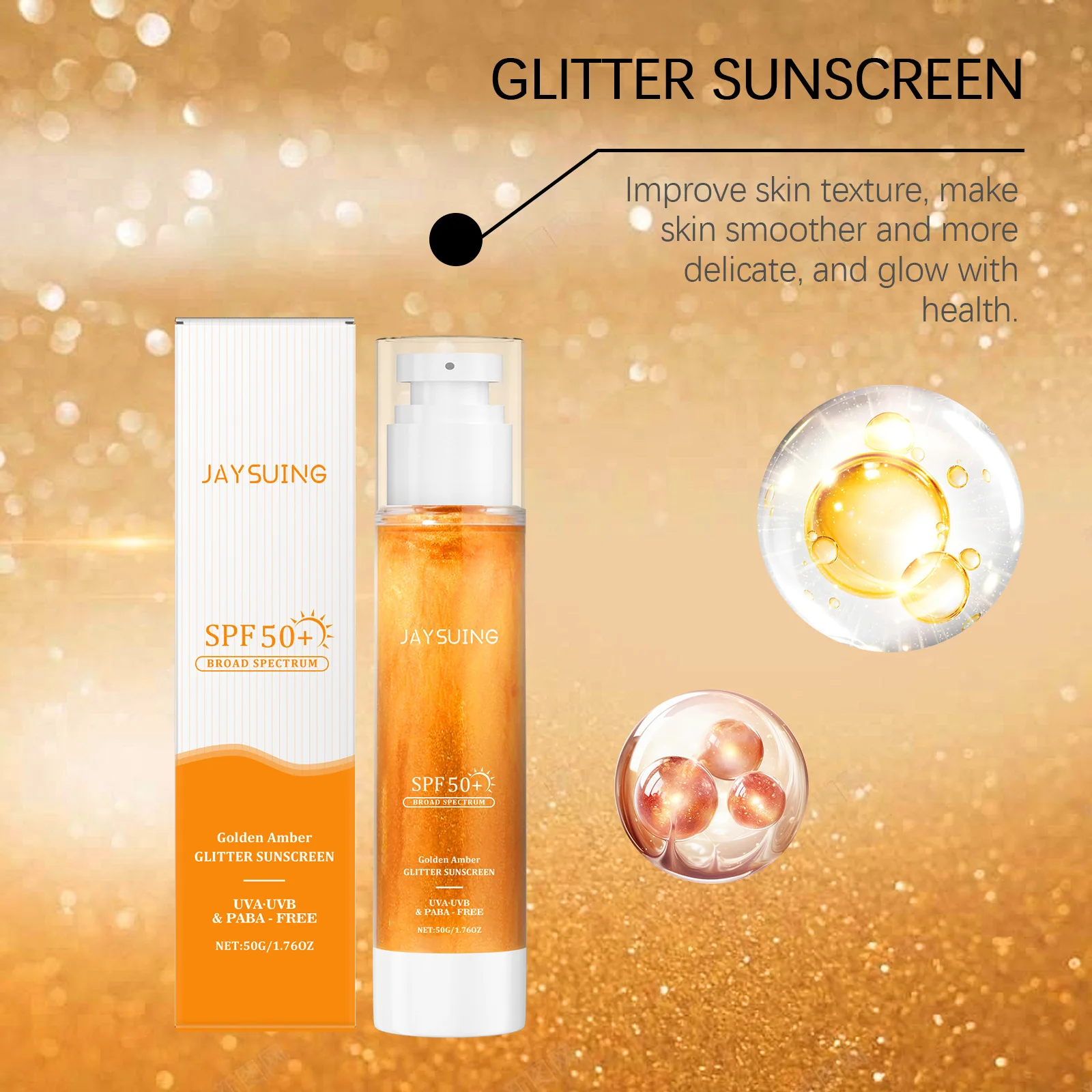 JAYSUING SPF 50+skin Sunscreen Deep Hydration Brighten Skin Tone Antioxidant Enhance Barrier UV Isolation Body Nourishing Cream thumbnail 4