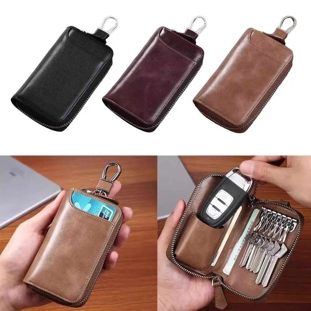 Universal Fit Retro Key Organizer Pouch Fashion PU Leather Car Key Wallet Zipper Buckle Key Storage Pouch Car Key Storage thumbnail 4