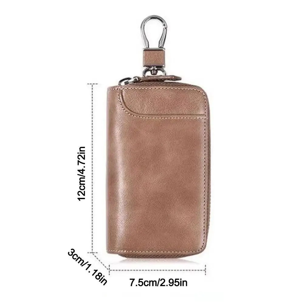Universal Fit Retro Key Organizer Pouch Fashion PU Leather Car Key Wallet Zipper Buckle Key Storage Pouch Car Key Storage thumbnail 6
