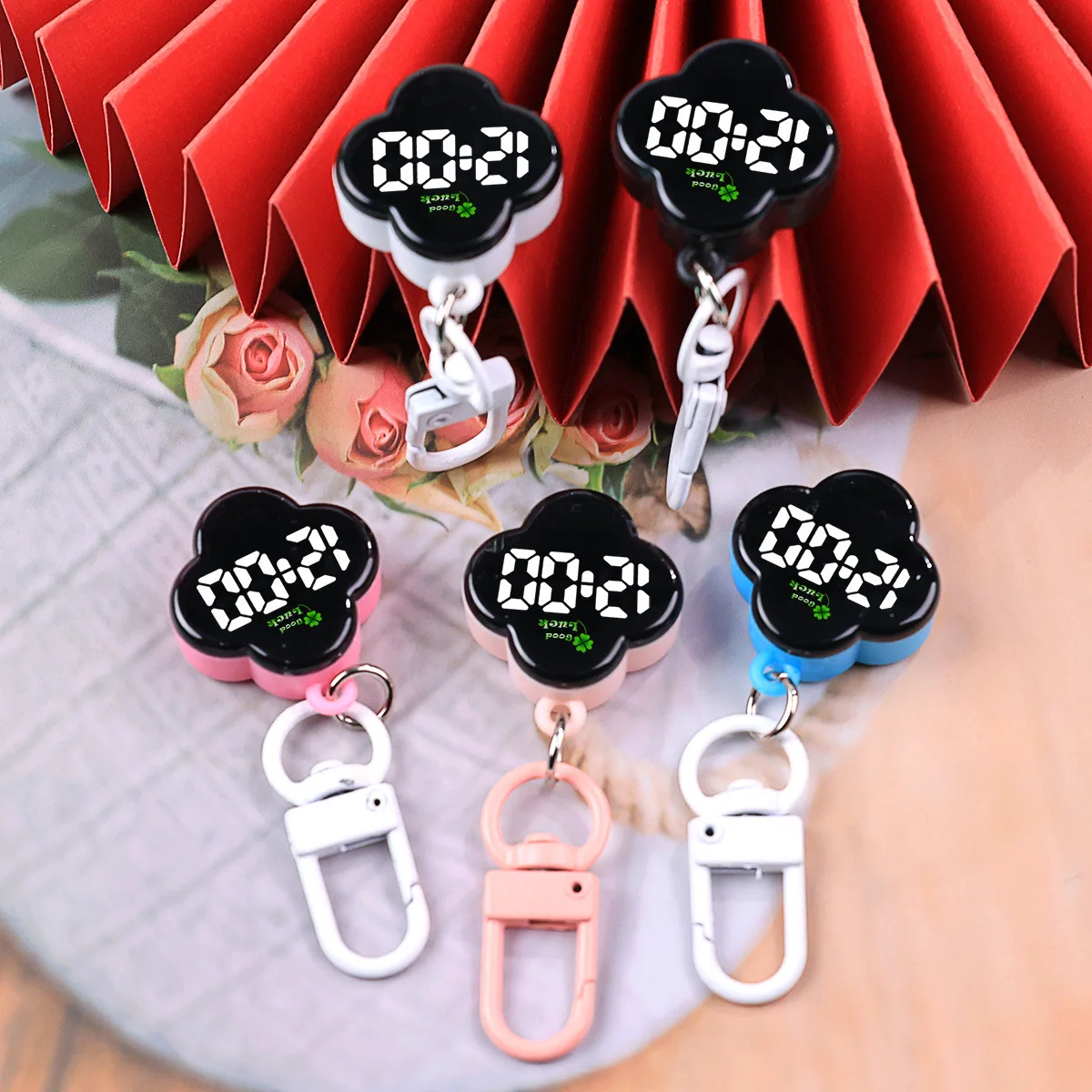New cartoon keychain LED electronic watch, personalized night light touch backpack pendant watch thumbnail 2