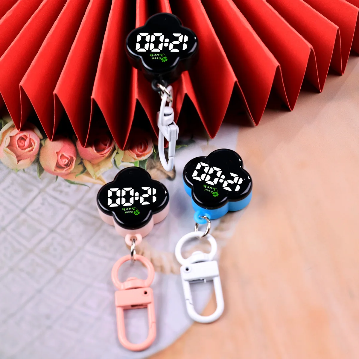 New cartoon keychain LED electronic watch, personalized night light touch backpack pendant watch